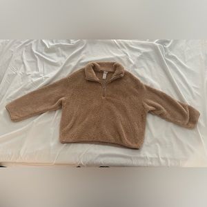 H&M Tan Fuzzy Quarter Zip Sweater - Women’s Size Medium - Great condition!